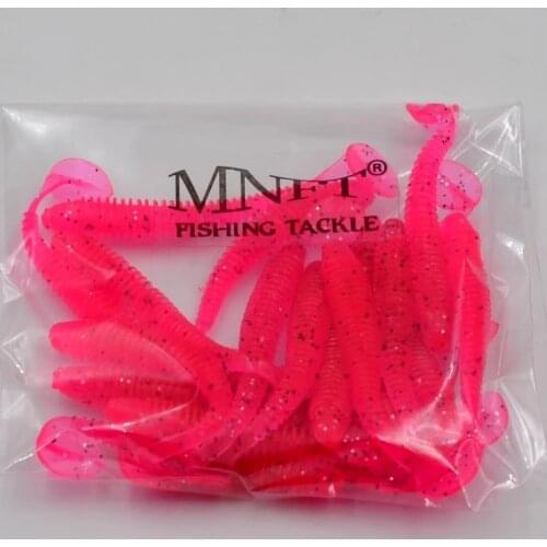 MNFT 25Pcs Pesca Artificial Lure Lifelike Worm Fishing Lure Soft Crank Bait 0.6g/4.5-5cm Simulation T-tail Fishing Worm Swimbait