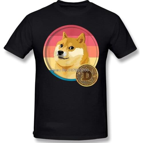 Men Doge Dogecoin Bitcoin Digital Currency T-Shirt Retro Doge Crypto Meme Vintage TShirt Pure Tees Harajuku Shirt
