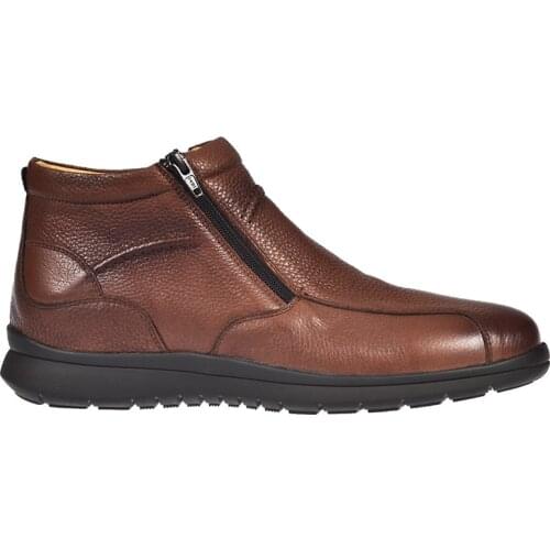 Mens Boots Genuine Leather Tan Color Comfort Orthopedic Insole Suitable for Foot Anatomy Comfortable Wear Zippered Inside Out Leather Quality Lightweight Non-Slip Wholesale Outdoor Hiking Waterproof Ankle 793203