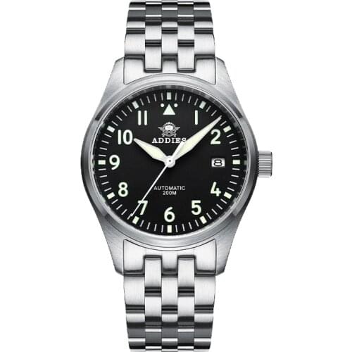 ADDIESDIVE Mens watch Stainless steel C3 Luminous ar coated sapphire crystal 200M waterproof Automatic Mechanical Watch Diving