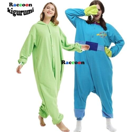 Soft Men Kigurumi Alien Onesie Pajamas Cartoon Animal One-Piece Warm Sleepwear Boy Christmas Pyjamas Family Cosplay Costume