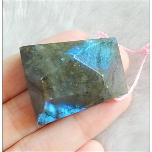 Natural Labradorite Faceted Pendant Bead,34x28x14mm,21.96g