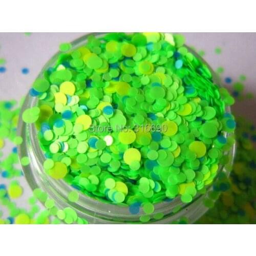 Neon Green Solvent Resistant Dots Glitter Mix Glitter Blend for Nail Polish Frankening Scrapbooking G316