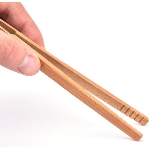 New 14.5cm Wood Color Textured Bamboo Kongfu Tea Utensil Tweezers Wholesale