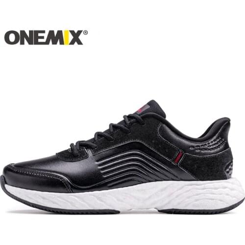 ONEMIX Running Shoes For Men High-tech Leather Sneakers Energy Drop Waterproof Windproof Upper Non Slip Walking Sport Shoes
