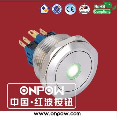 ONPOW 28mm 1NO1NC stainless steel momentary dot illuminated LED waterproof push button switch GQ28-11D/G/12V/S