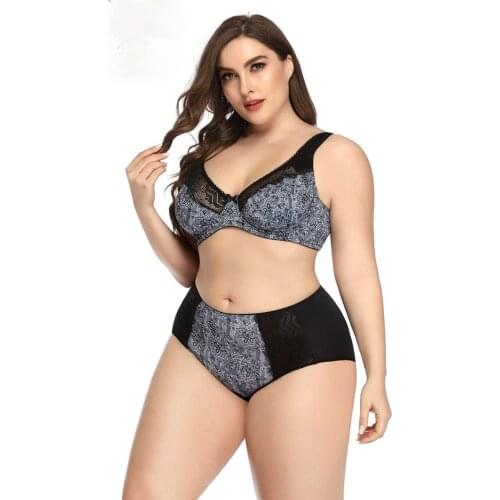 Printed Bra Set Plus Size Lace Bra Ladies Fat MM Underwear Bra D Cup Underwear Women Set Lingerie Set Lingerie Femme Bra