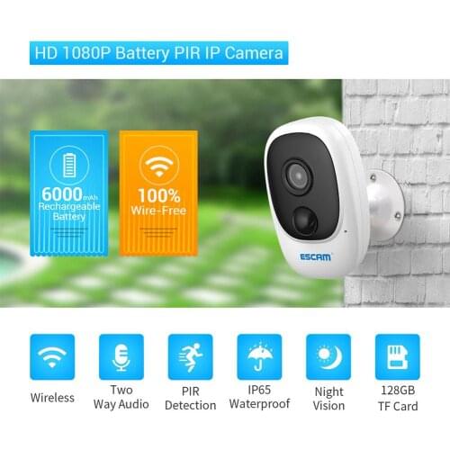 1Pc ESCAM G08 2MP Rechargeable Long battery life Waterproof Two-way Talk Solar Power 1080P Outdoor Wireless Security WiFi Camera