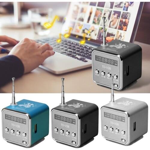 Gosear Portable TD-V26 Stereo Speaker Mini FM Radio Receiver with LCD Digital Display Support Micro SD TF Card USB Disk Player