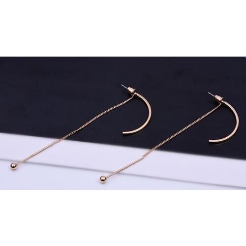 Handmade Korean version of the long section of the long-type C-type earrings earrings female temperament wild earrings ea