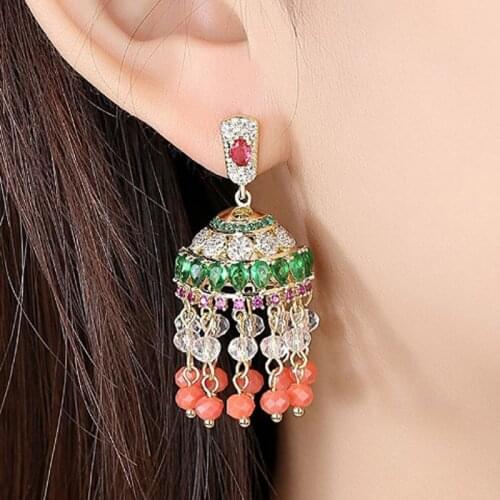 Zlxgirl Brand AAA Mirco Paved zircon Stud Earrings for women couple gifts fashion Indian And Dubai gold Copper earrings jewelry