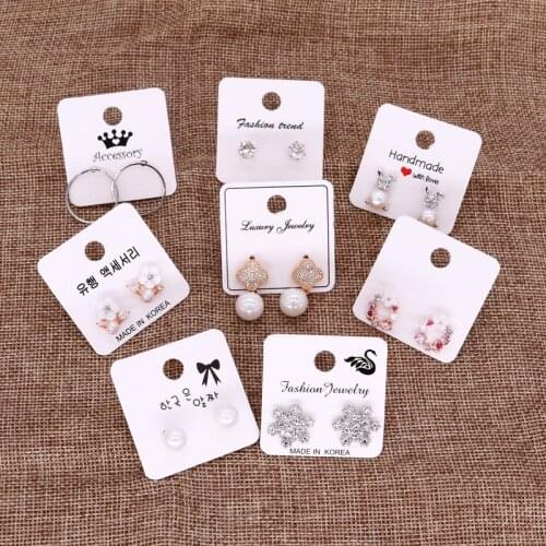 100pcs per lot white/kraft square shape earrings card 4*4cm ear studs earring display packaging cards can custom logo