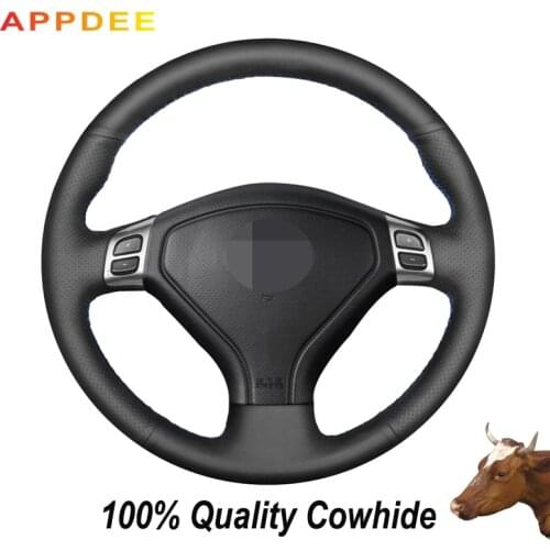Hand-stitched Black Genuine Leather Steering Wheel Coverfor Subaru For ester 2004-2006 Outback 2004 2005 Legacy 2004-2006