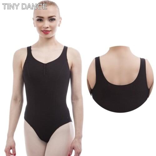 Adult Black Basic Leotard Cotton Gymnastics Leotard Ballerina Dance Wear Camisole Ballet Dance Wear Womens Shape Wear 01D0029