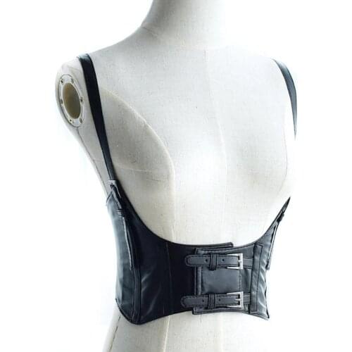 Vintage Womens Corset Vest Steampunk Harness Strechy Waistcoat Wide Cincher with Buckle