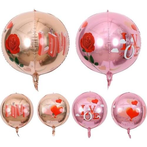 22inch 4D Valentines Day Aluminum Foil Balloon Rose Gold Pink FLower Balloon Wedding Valentines Day Love Decoration Party Ball