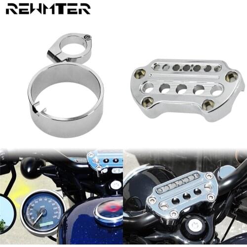 Motorcycle Front Indicator Handlebar Clamp Cover + Side Speedometer Bracket Chrome For Harley Sportster XL 1995-2020 XL883N 1200