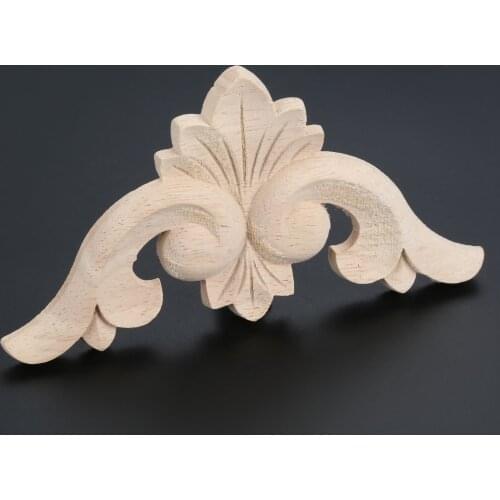 1pc 10cm Woodcarving Corner Decal Unpainted Wood Carved Decal Corner Onlay Applique Frame Home Furniture Door Decor Crafts