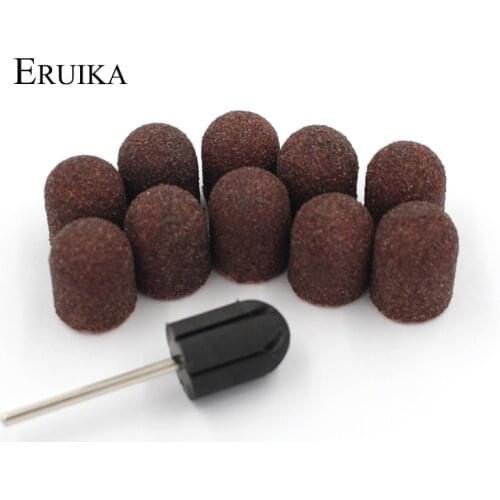 ERUIKA 10pcs 13*19mm Sanding Caps Electric Nail Drill Block Caps Mills Cutter for Manicure bit Pedicure Nail Tool