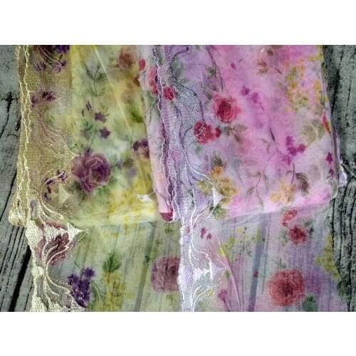 10Yards Exquisite Embroidered Lace Trim High Quality Pink Yellow Flower Fabric DIY Craft Sewing Dress Clothing Accessory 18cm