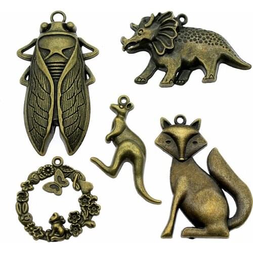 2pcs Charms Animals Antique Bronze Color Kangaroo Charms Pendant Jewelry Big Cicada Charms For Jewelry Making