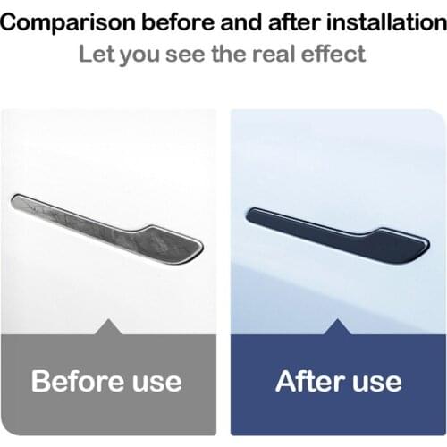 4pcs/Set Car Door Handle Trim Strip For Tesla Model 3 Model Y Anti-Scratch Protector Sticker Auto Exterior Modification Dropship