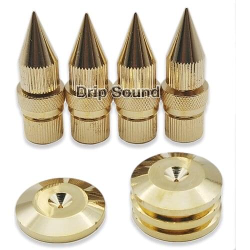 4PCS M8x44 Copper Speaker Damping Spike Amplifier Shockproof Isolation Stand Feet Cone Nail Base Pads #1