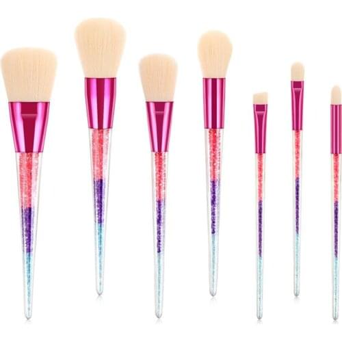 7Pcs Crystal White Transparent Handle Purple Tube Eye Makeup Brush Set Blooming Outline Tool To Create A Refined Look #LR1