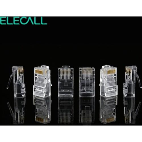 ELECALL 50/100 /200pcs 8 Pin RJ45 Modular Plugs Socket Network Ethernet Crystal Plug RJ45 Connector Adapter