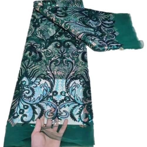 African Lace Fabric 2021 High Quality Lace Fabric for Sewing Clothes Sequins Nigerian Laces Fabric 5 Yards Net Wide Lace YY-125