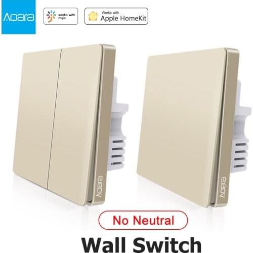 Aqara Wall Switch Zigbee Smart Fire Wire Light Remote Control No Neutral WiFi Switch Single Double Key For Mi Home Apple Homekit