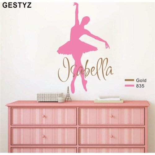 Ballerina Wall Decal Wall Stickers Name Girls Name Decal Girl Wall Vinyl Sticker Ballet Nursery Personalized Name Decal(195)
