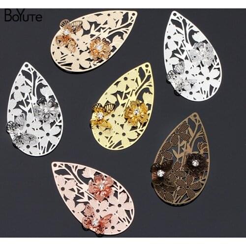 BoYuTe (10 Pieces/Lot) 45*27MM Metal Brass Hollow out Necklace Pendant Flower Butterfly Diy Handmade Jewelry Accessories