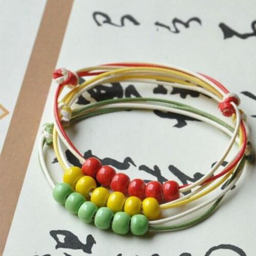 Bohemia Beaded Bracelets Ceramic Beads Adjustable Bangle For Women Men Jewelry Handmade Weave Rope Cuff Chains Fashion Accessory