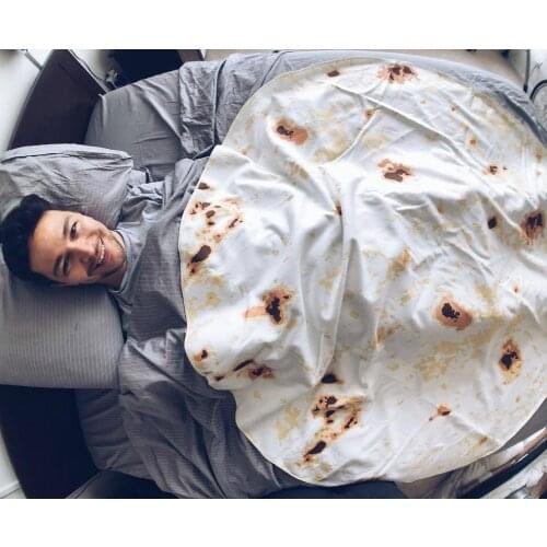 Burrito Blanket Tortilla Blankets Wrap Throw Sherpa Human Burrito Mexican Blanket Fleece Soft Printed Knitted Round Funny Gift