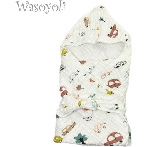 1 Piece Wasoyoli Baby Envelope Swaddle 85*85cm 6 Layers 100% Muslin Cotton Newborn Baby Blanket Wrap Swaddle Sleeping Bag