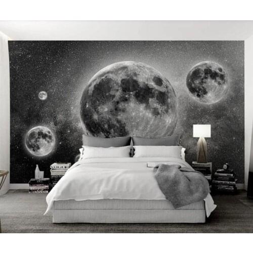 CJSIR Custom 3d Wallpaper Mural Modern Nordic Universe Planet Starry Sky Black and White TV Background Wall Paper Decoration