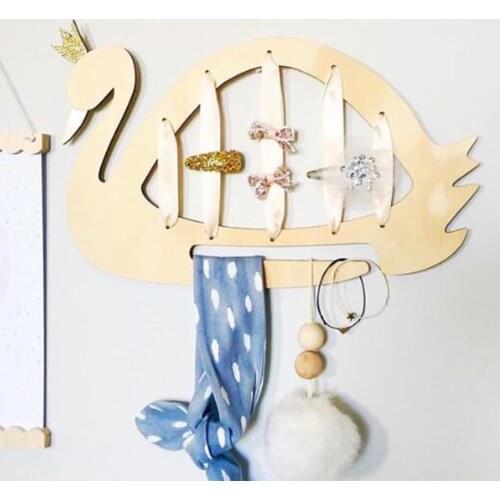 Wooden Swan Hair Clips Holder Hanging Wall Ornament Home Decor Photography Prop The swan-shaped ornament is very beautiful cute