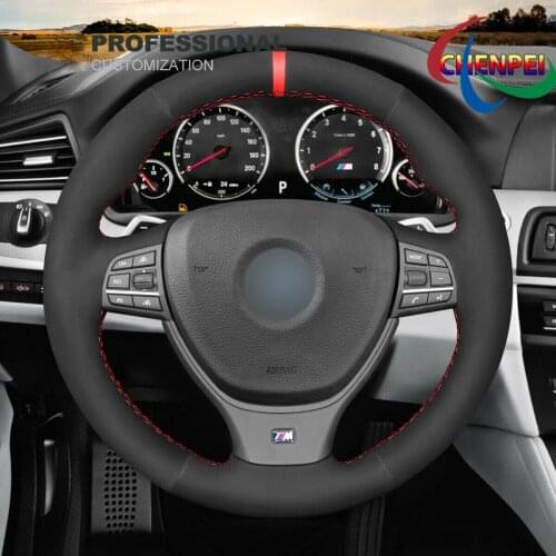 DIY Hand-Sewn Synthetic Suede Steering Wheel Cover For BMW 5 Series F11 M5 F10 F12 F13 F01 Car Interior Accessories