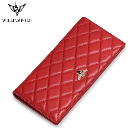 WilliamPolo New Long Womens Wallet Full-Grain leather Ultra-thin Multi-Card Holder Simple Large-Capacity Card Holder Anti-theft