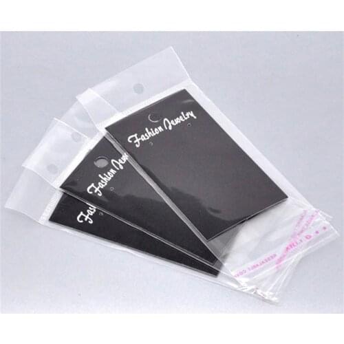 DoreenBeads 100PCs (Cards+Adhesive Bags) Black Earring Display Cards W/Self Adhesive Bags Jewelry Packaging Display Supplies