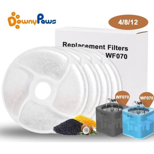 DownyPaws 4/8/12PCS Activated Carbon Filter For Cat Water Fountain WF070 Replacement Filters For Pet Automatic Drinking Fountain