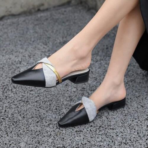 EshtonShero Summer Women Shoes Woman Slippers Low Heels Leather+PU Slingback Platform Low Heels Ladies Wedding Shoes Size 3-8