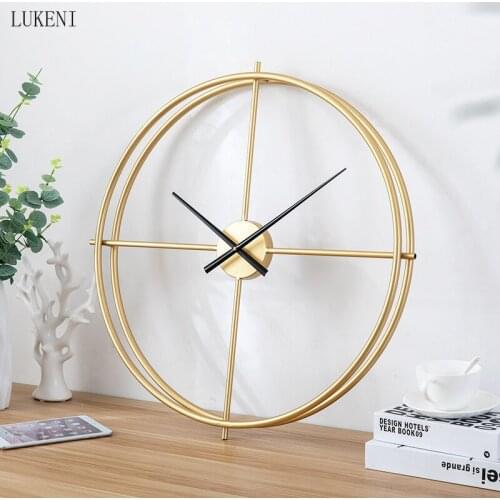 European Creative Metal Wrought Iron Clock Round Large Size Wall Clock Living Room Bedroom Clock Watch Hanging Decorations