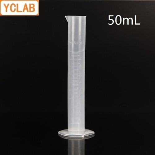 HUAOU 50mL Measuring Cylinder PP Plastic with Hexagonal Base Spout Graduation Polypropylene Laboratory Chemistry Equipment
