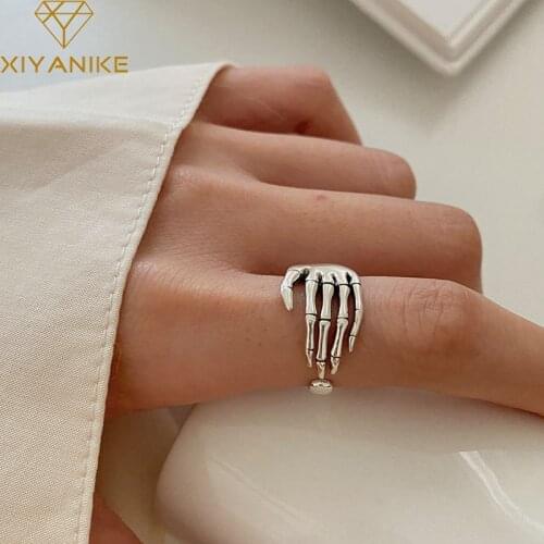 XIYANIKE 925 Sterling Silver Five-finger Palm Ring Female Fashion Distressed Retro Open Dark Hip-hop Cool Party Кольцо Wholesale
