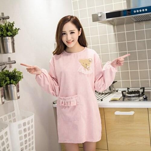 Korean fashion cute ladies waterproof and oil-proof apron smock kitchen kitchen cloth cooking cooking anti-dress waist