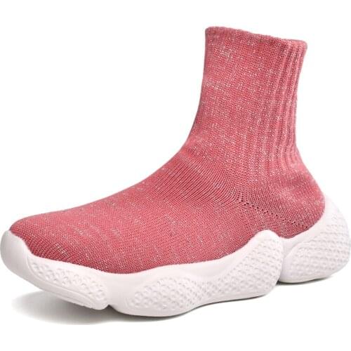 New Fashion High Top Sock Sneakers Girls Breathable Casual Flying Weaven Toddlers Boys Shoes Kids Outdoor Sports Running Trainer