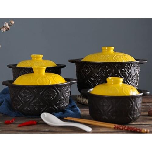 Kitchen Tools Cookware Ceramic Tableware Casserole Soup Pot Ceramic Breakfast Pot Soup Home Office Dinner Plate Dinner Pot