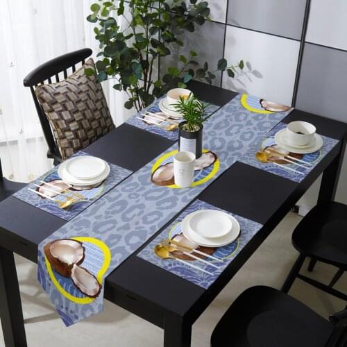 Leopard Print Coconut Simple Table Runner Placemat Set Tablecloth Dining Table Mat Home Wedding Table Decoration